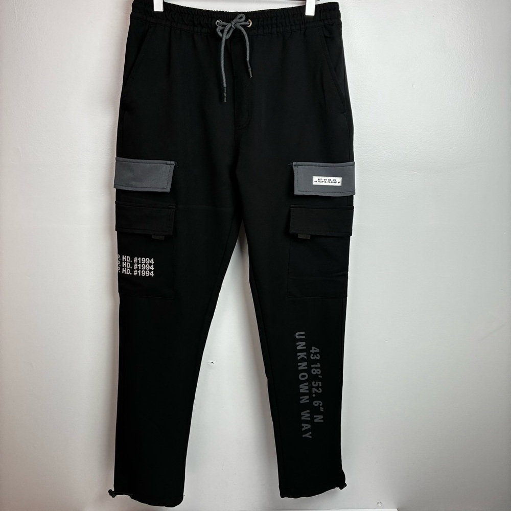 Rock Salt Black Men’s Cargo Jogger Sweatpants NWOT